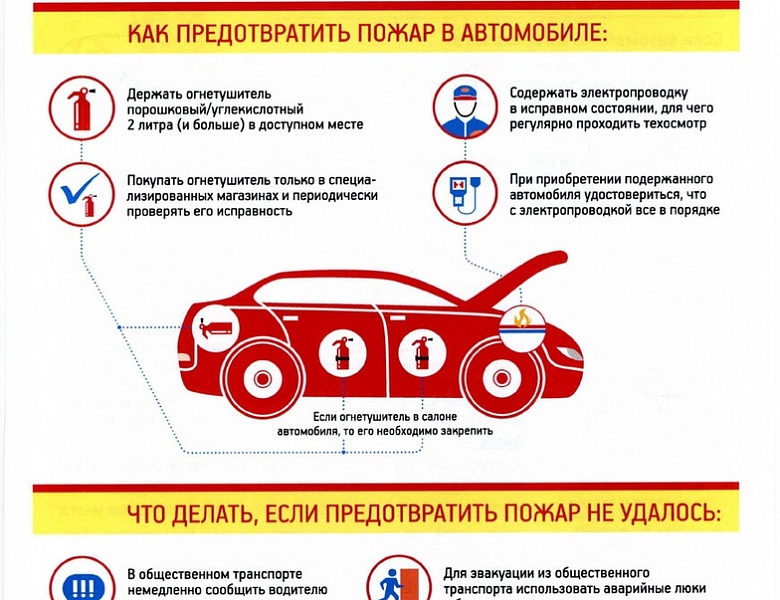 Памятка: что делать при пожаре в автомобиле